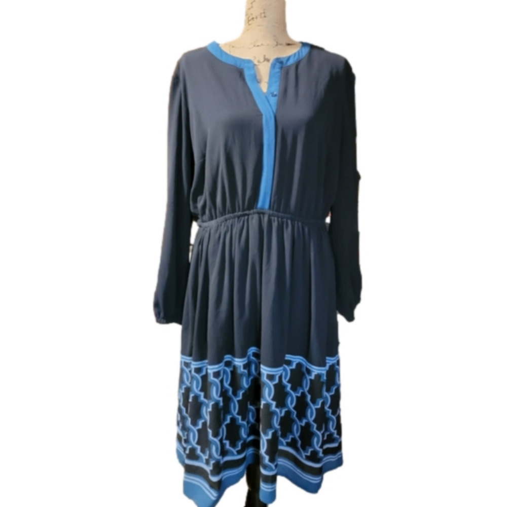 Lane Bryant Navy Geometric Print Dress. Size 14. Good used condition.